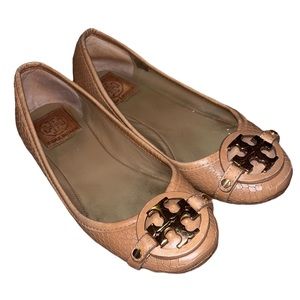 TORY BURCH Vitraux Snake Print Aaden Chestnut Ballet Flats Size 5
